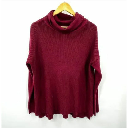 Devotion by Cyrus Cowlneck Ribbed Tunic Sweater In Ruby Port NWT eXTRASmall xs