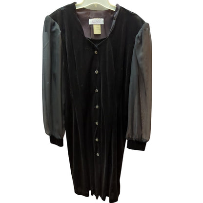 Vintage Sweet Miranda Velvet Dress 80s Whimsigoth Chiffon Sleeve Size 16