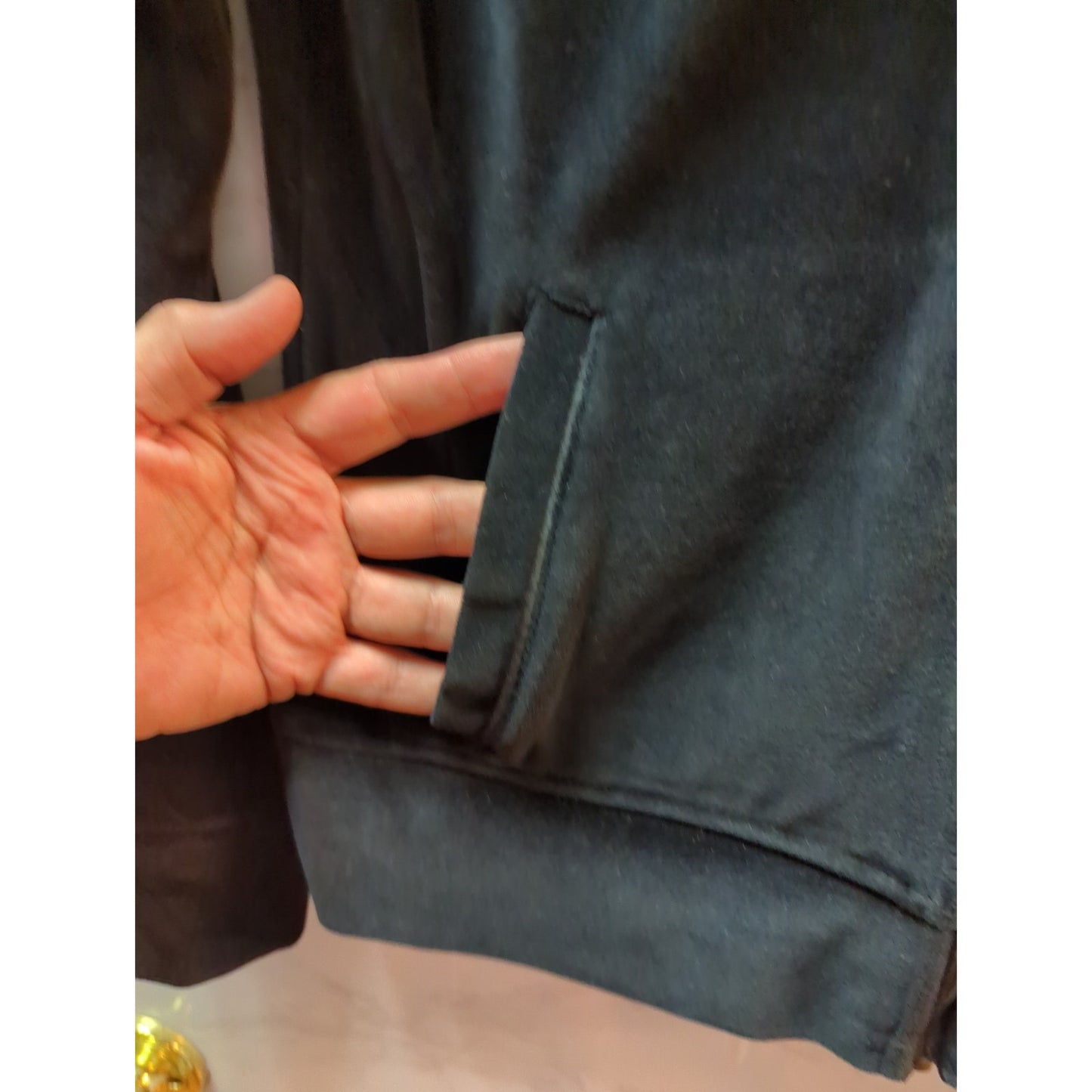 Lauren Ralph Lauren Active Black Crushed Velvet Gold Crest Track Jacket Small