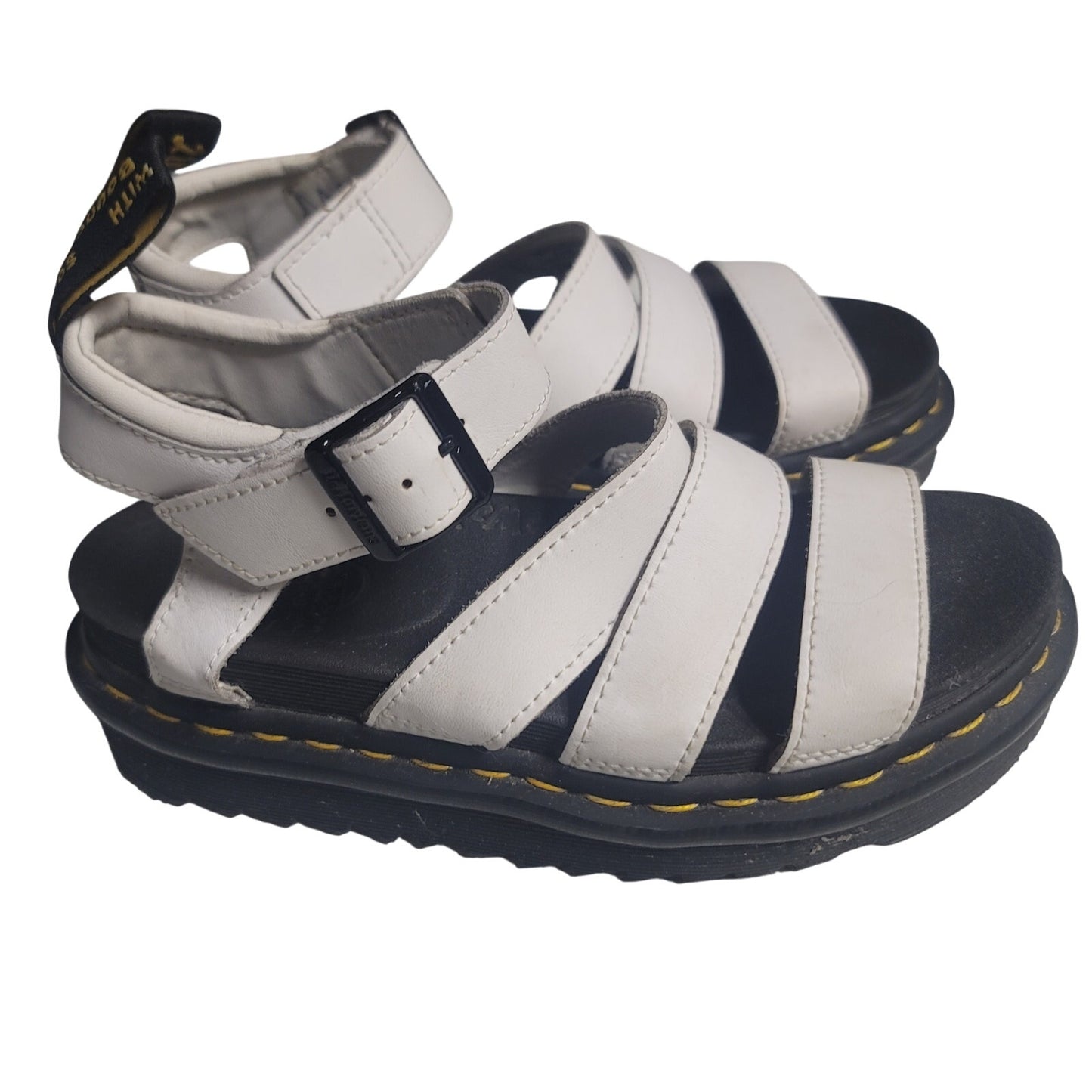 Dr. Martens Blaire White Leather Strappy Platform Sandals Grunge Goth Size 5
