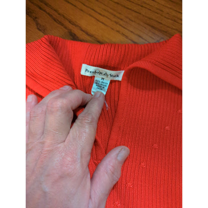 Preston & York Red Ribbed Collared Sleeveless Knit Top Size Medium