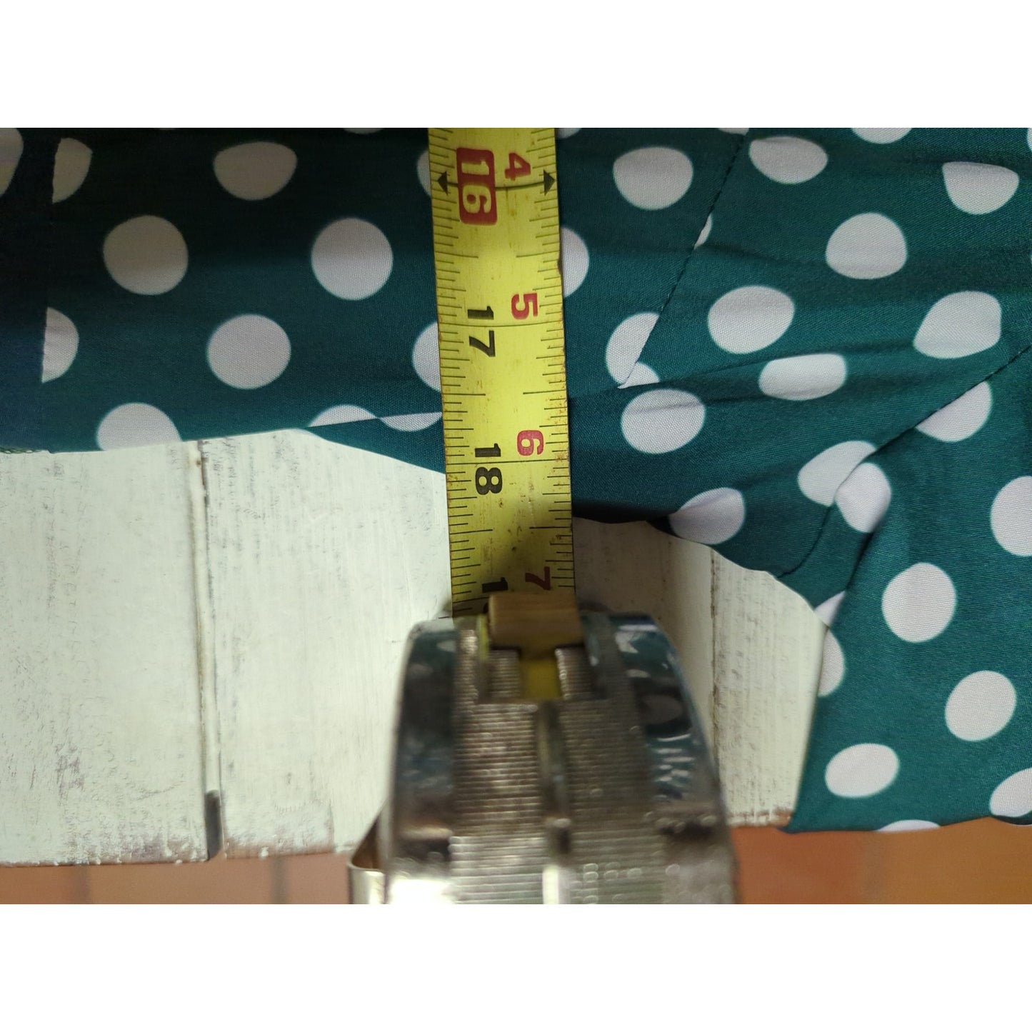 Vintage Green White Polka Dot Tie Neck Retro Rockabilly Dress 16 Fit Flare