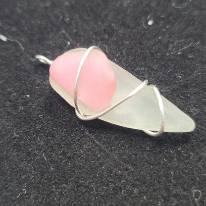 Handmade in the Caribbean SEA GLASS PENDANT silver metal wrapped
