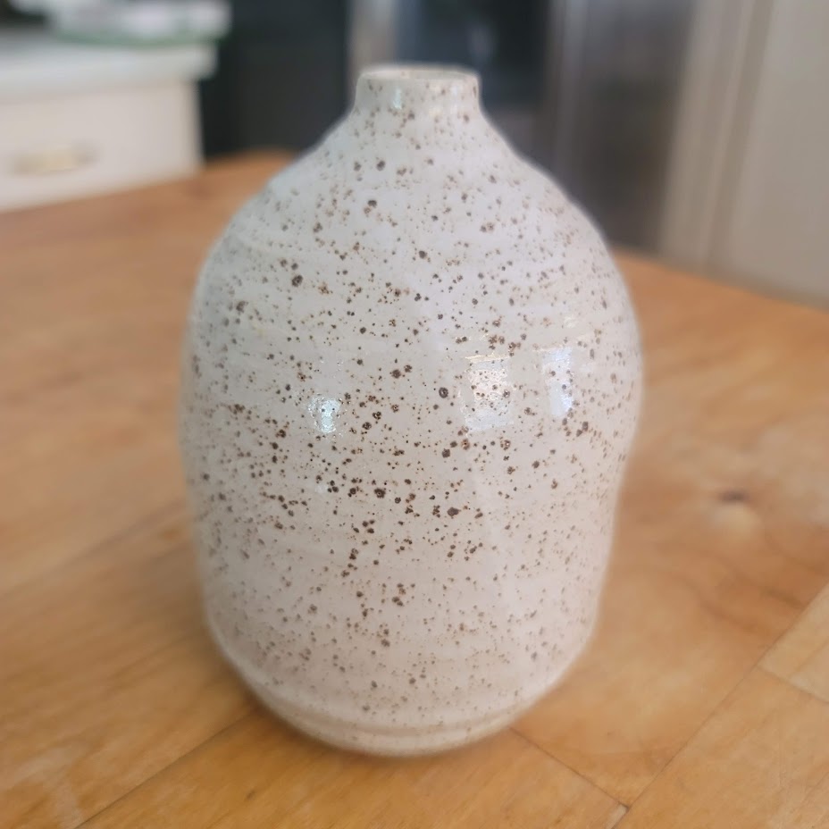 Handmade Watercolor Splashed Art Pottery Mini Bud Vase Signed