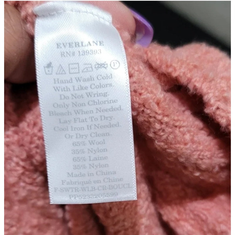 Everlane Coral Teddy Heather Crew Neck Sweater Women XS New Casual Career Winter