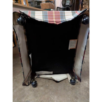 Secondhand Sandies: Woodmark Plaid Ottoman Footstool skirted Wheels