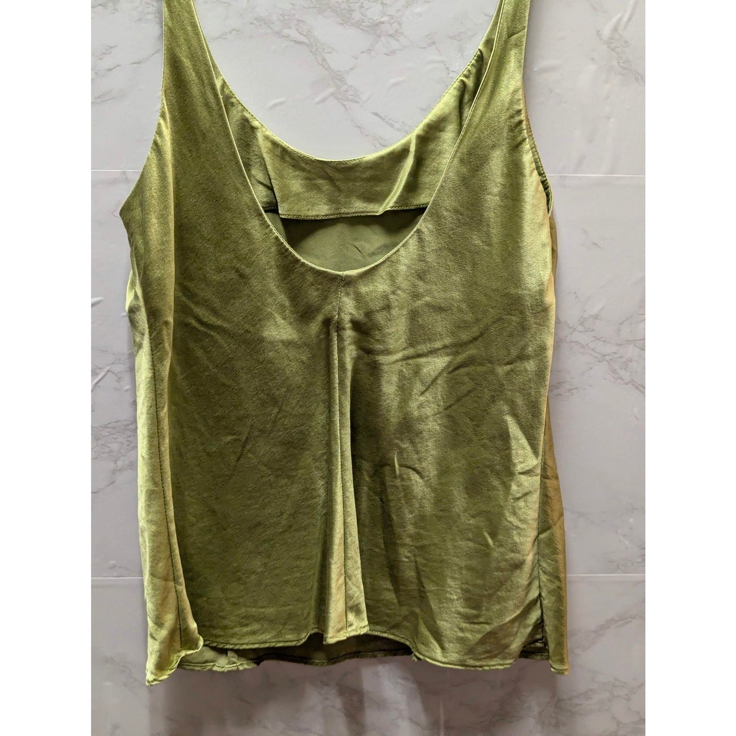 Victoria's Secret Y2K Chartreuse 100% Silk Open Back Camisole Cami Top Small