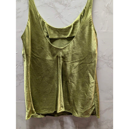 Victoria's Secret Y2K Chartreuse 100% Silk Open Back Camisole Cami Top Small