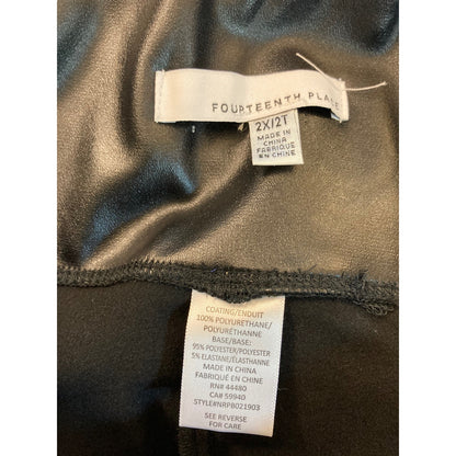 Fourteenth Place Size 2X Women's Plus Faux Leather Ankle Pants Black Stretch NEW