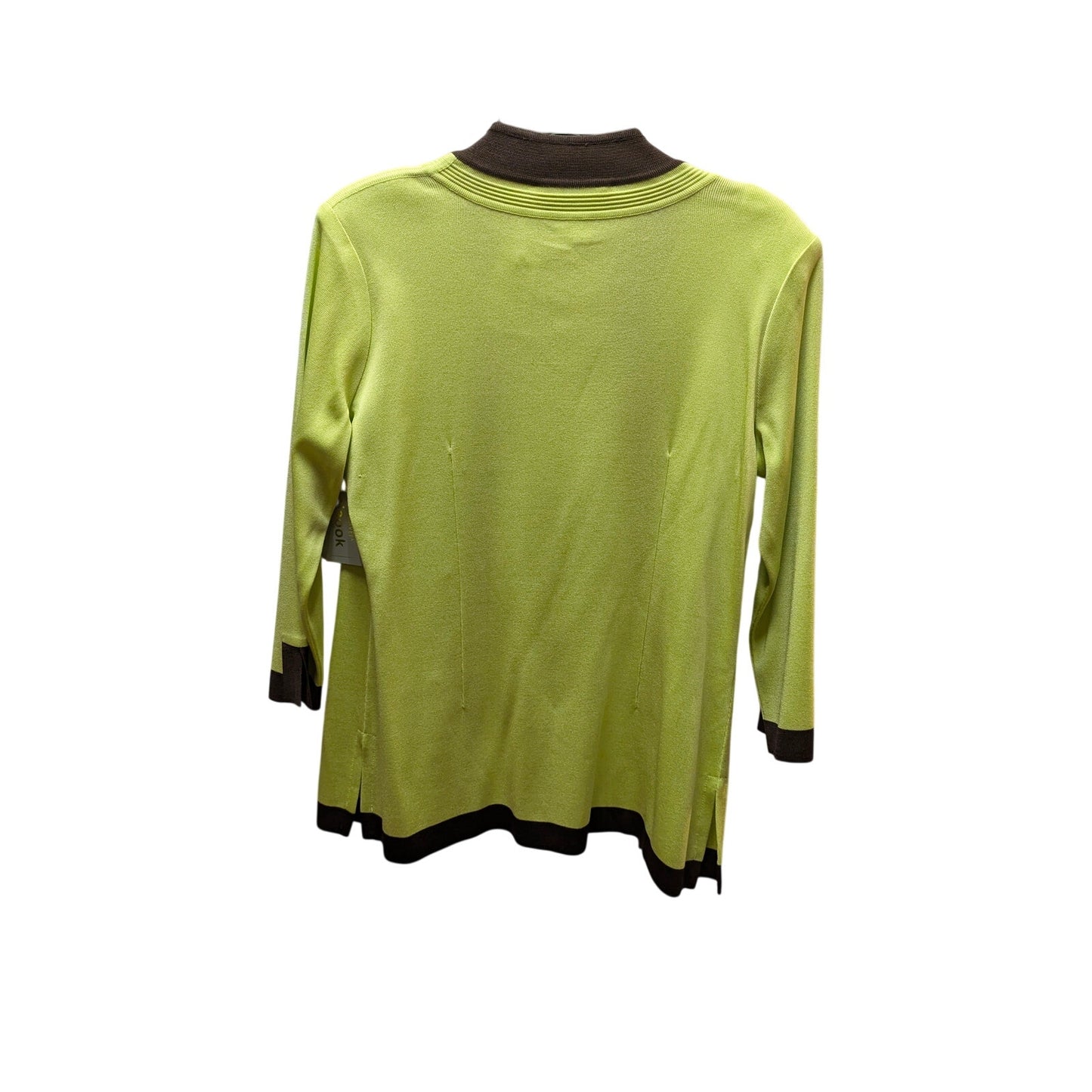 Exclusively Misook Lime Green Contrast Knit Cardigan Jacket NWT Luxury Workwear