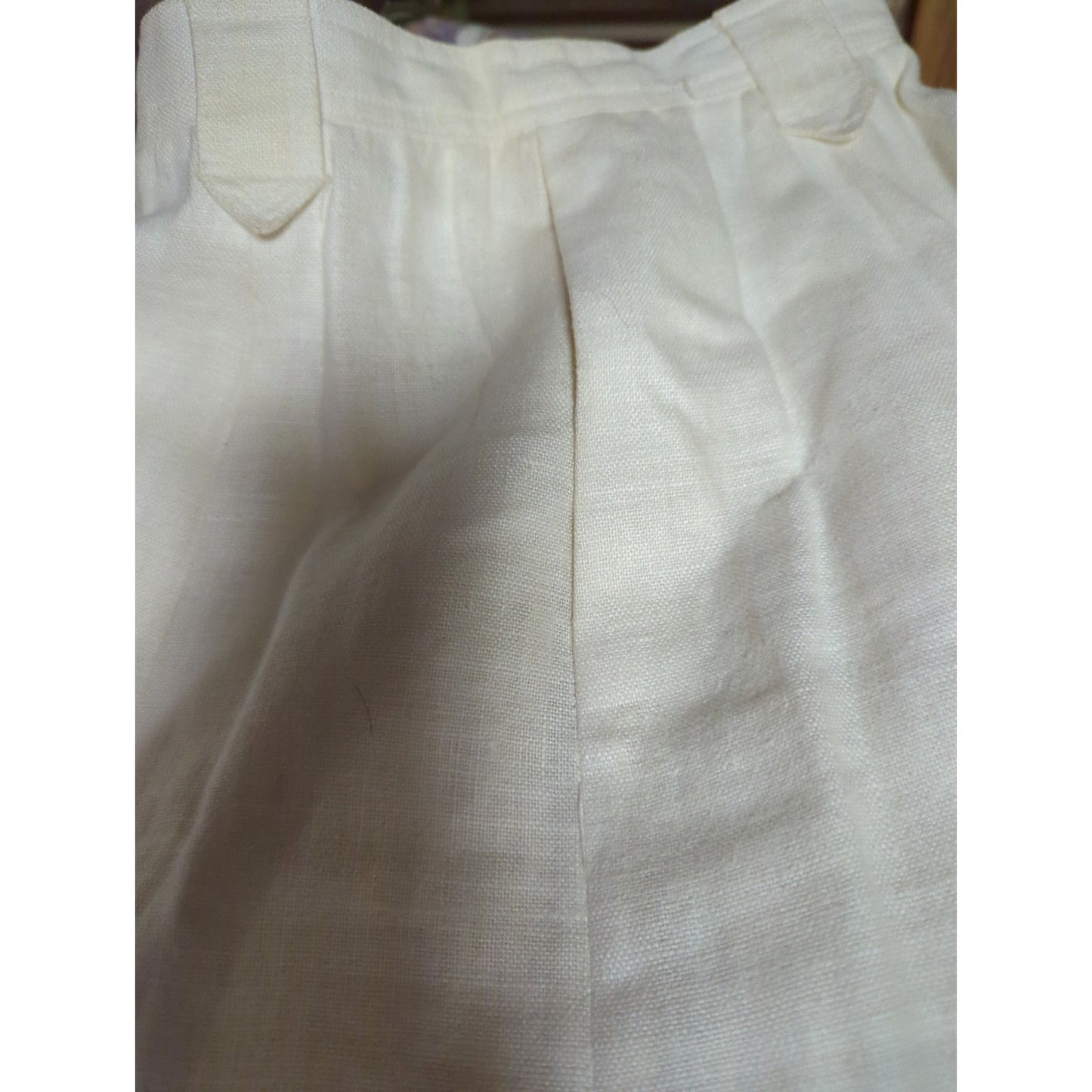 Vintage Liz Claiborne Cream Linen Full Circle Midi Skirt Petite 4 Prairie Boho