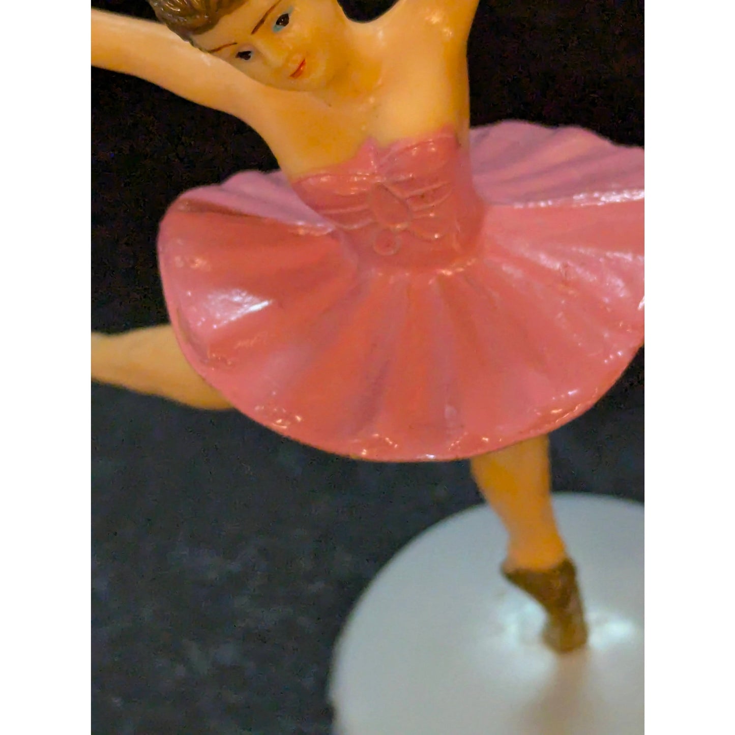 Vintage Pink & Gold Plastic Ballerina Cake Topper Figurines Set of 2