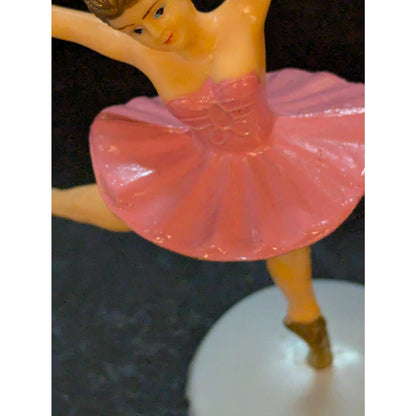Vintage Pink & Gold Plastic Ballerina Cake Topper Figurines Set of 2