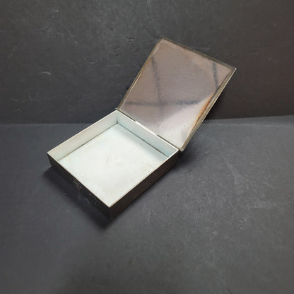 Ciga Hotels Italy Silvertone Metal table desk Etched Cigarette square case 1988