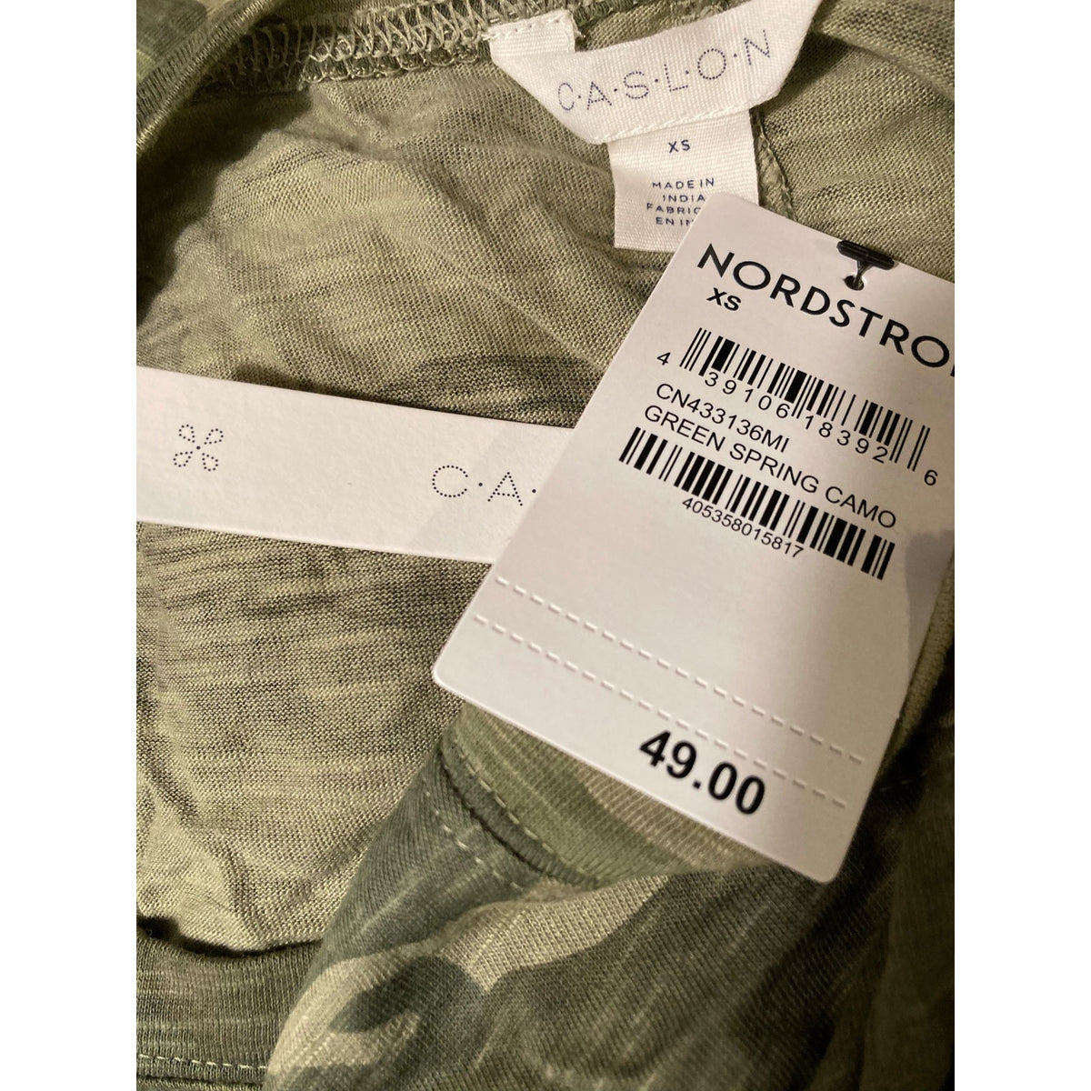 Caslon Sleeveless T-Shirt Dress XS/Extra Small Green Spring Camo NEW Muscle Tank