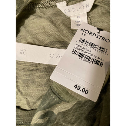 Caslon Sleeveless T-Shirt Dress XS/Extra Small Green Spring Camo NEW Muscle Tank