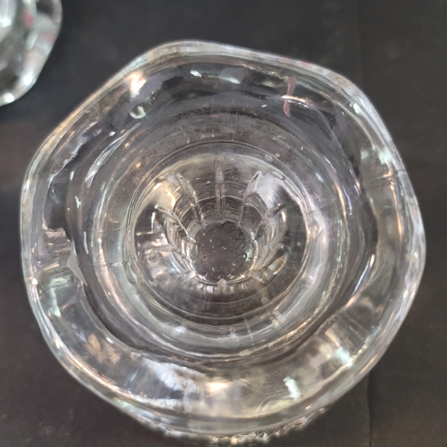 Pair of frosted ice Vintage Anchor Hocking Crinkle Clear Glass Candle Holder