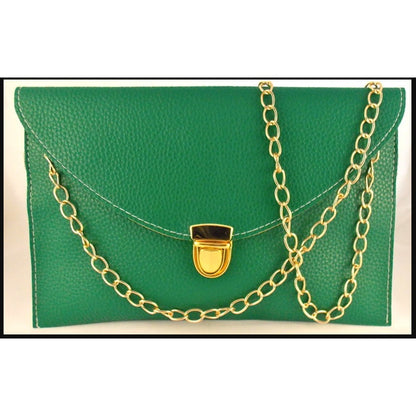 Vegan Pebbled Leather Conververtible Clutch Purse Shoulder Bag gold chain clasp
