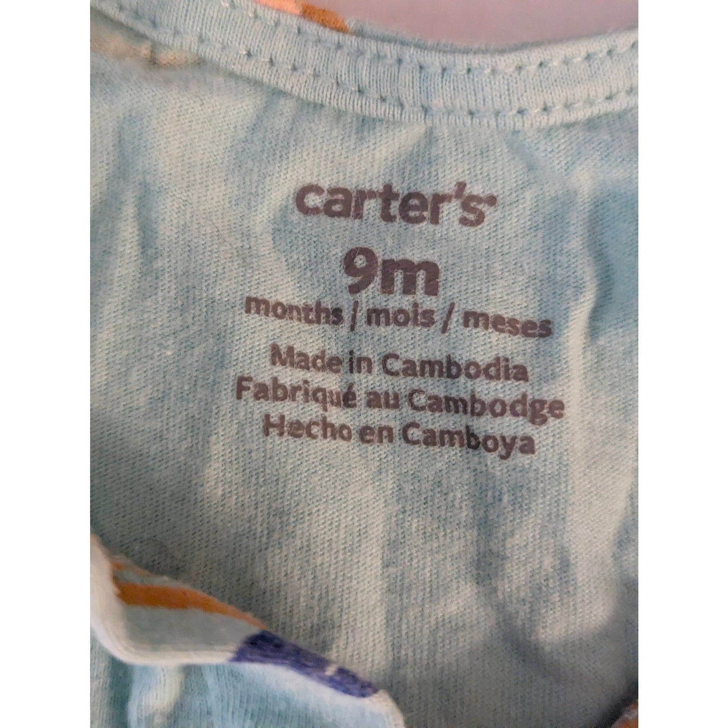 Carter's Blue Orange Citrus Fruit Print Tiered Sleeveless Baby Dress 9 Months