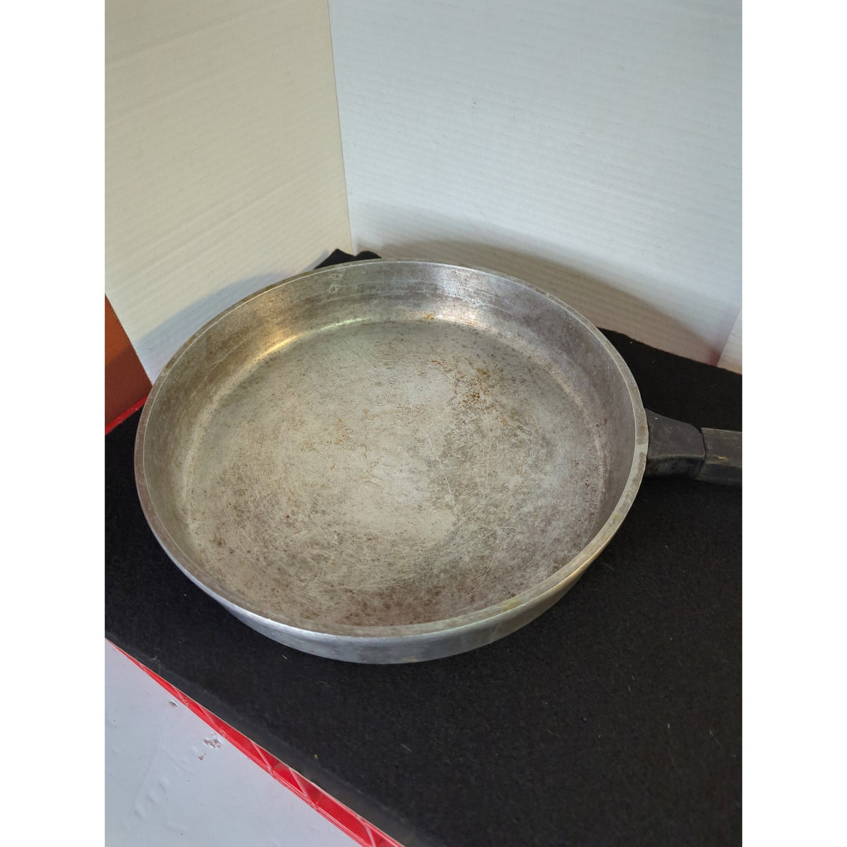Vintage Aluminum Skillet Fry Pan with Matching Lid and Wood Handle