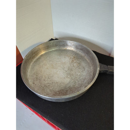 Vintage Aluminum Skillet Fry Pan with Matching Lid and Wood Handle