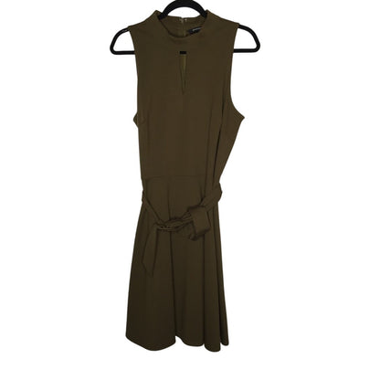 Sharagano NEW Army Green Sleeveless Belted Dress Size 16 Sleeveless Belt Casual