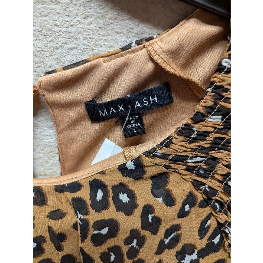 Max Ash Size large Sheath Shift Leopard Dress Animal Print short sleeve