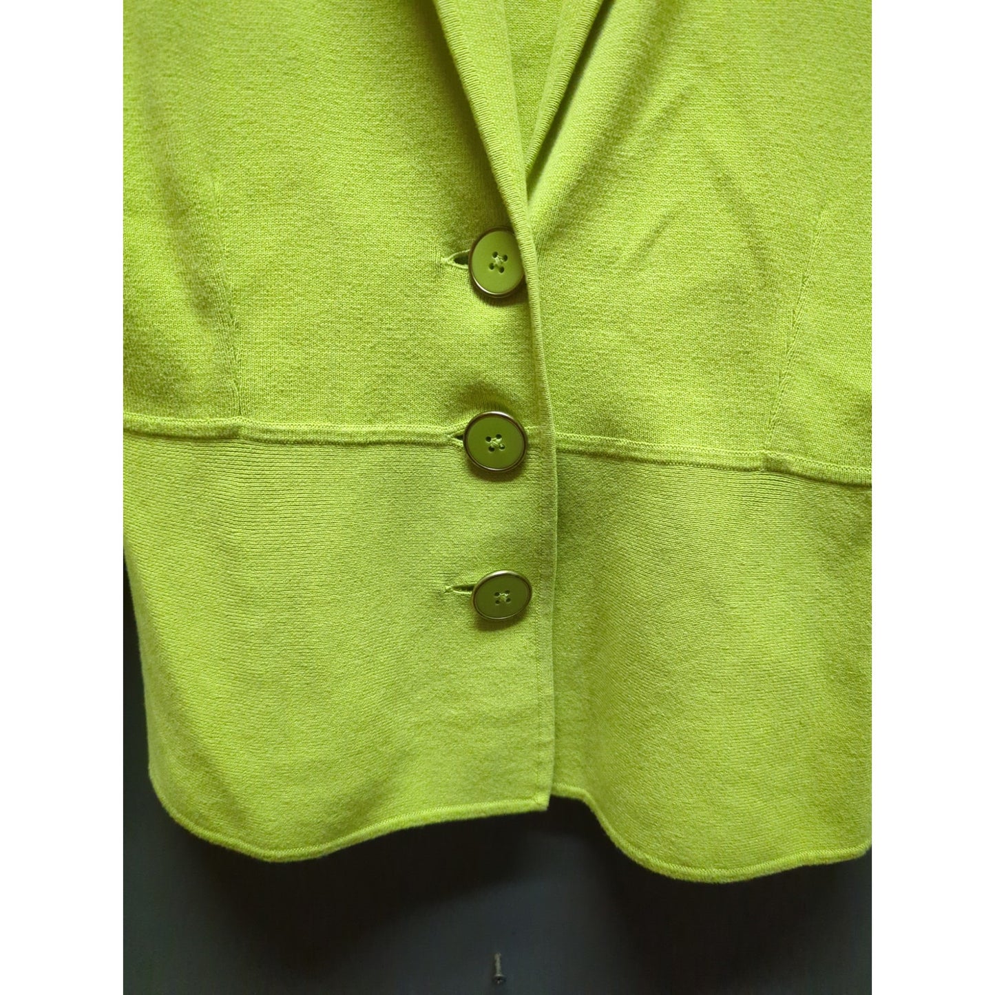 Jones New York Signature Lime Green Knit Cardigan Jacket Size Medium peplum
