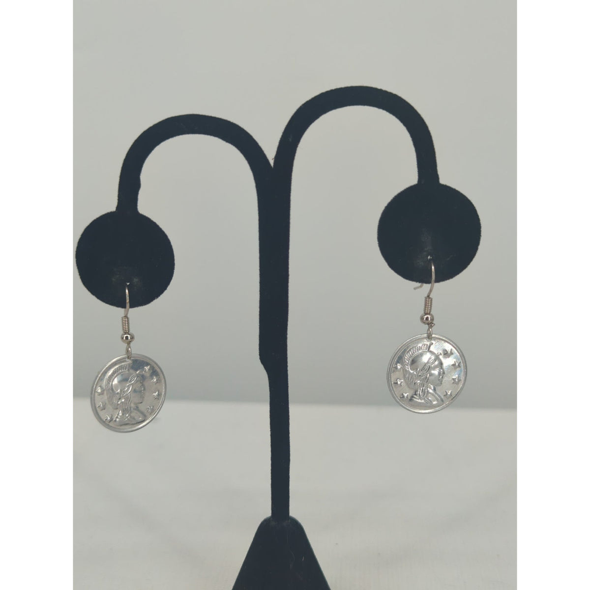 Vintage Silver Tone Coin Dangle Earrings Boho Chic Statement Jewelry