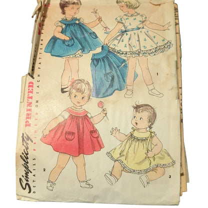 Vintage Sewing pattern Girls Toddlers Dresses One Piece