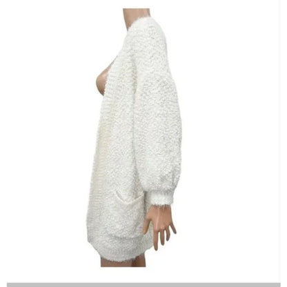 FRNCH Paris Popcorn sWEATER Soft Open Front Long Cardigan NWT smALL/MEDIUM cREAM