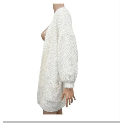 FRNCH Paris Popcorn sWEATER Soft Open Front Long Cardigan NWT smALL/MEDIUM cREAM