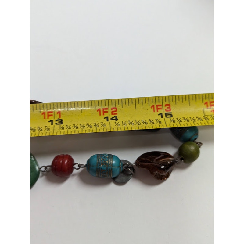 Vintage Fashion Necklace bEADED fUNKY BOHO single strand freeform brown blue