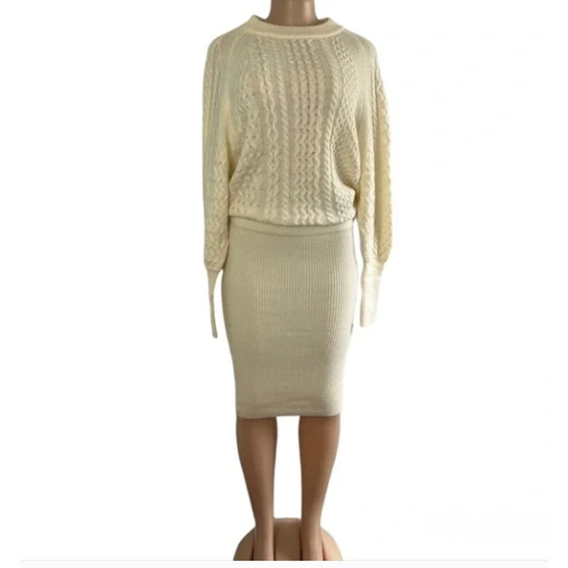 AllSaints Dilone Knitted Lambswool Sweater Dress Size SMALL BODYCON Chalk White