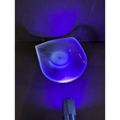 Blue Vaseline Glass Candy Trinket Tray Uranium Radiated Opalescent Curved Lip