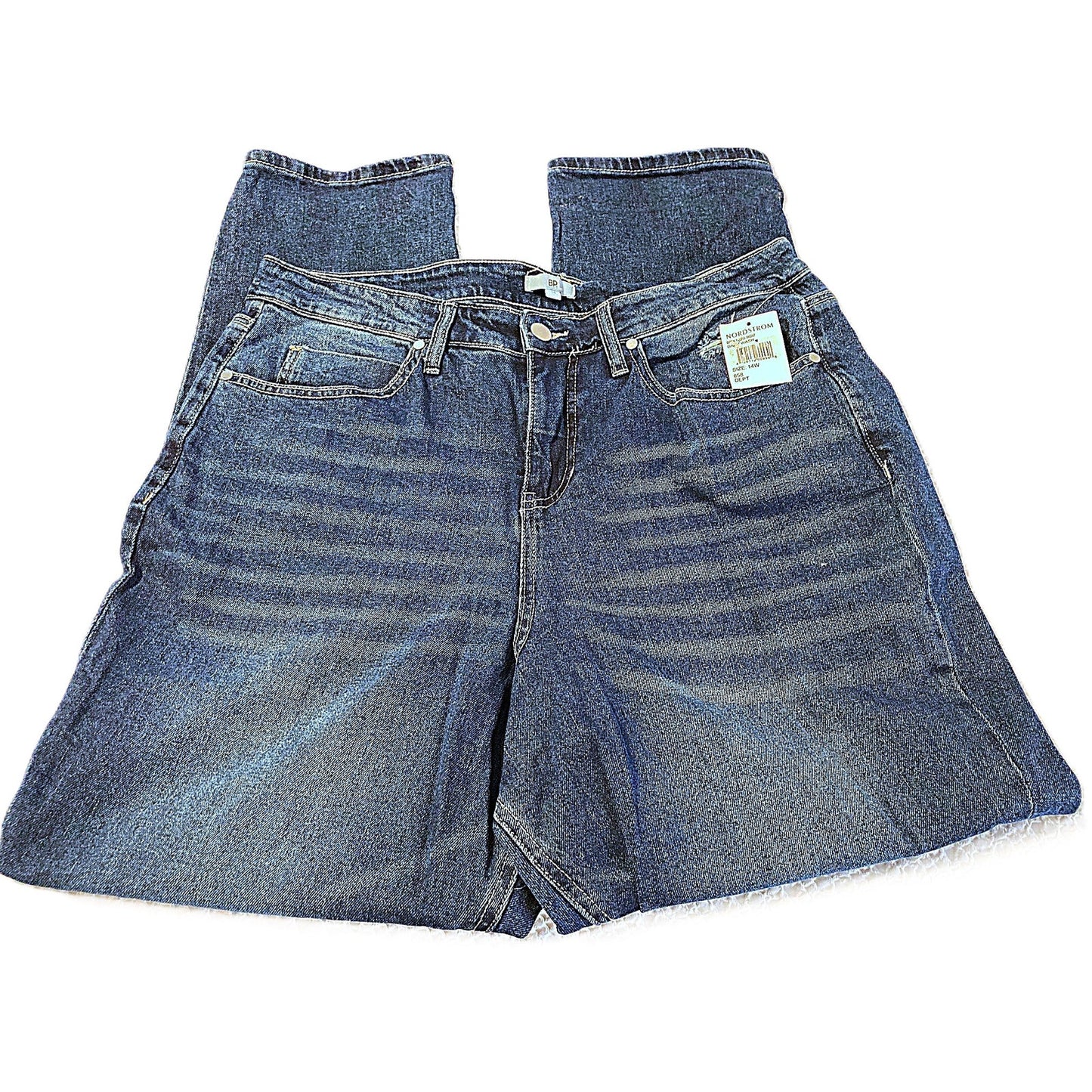BP Ripped Knee Distressed Zip Fly Denim Jeans Sz 14W in Dark Wash NWT