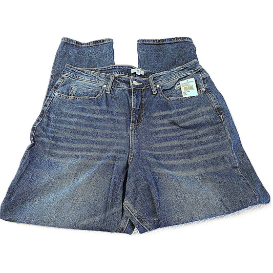 BP Ripped Knee Distressed Zip Fly Denim Jeans Sz 14W in Dark Wash NWT