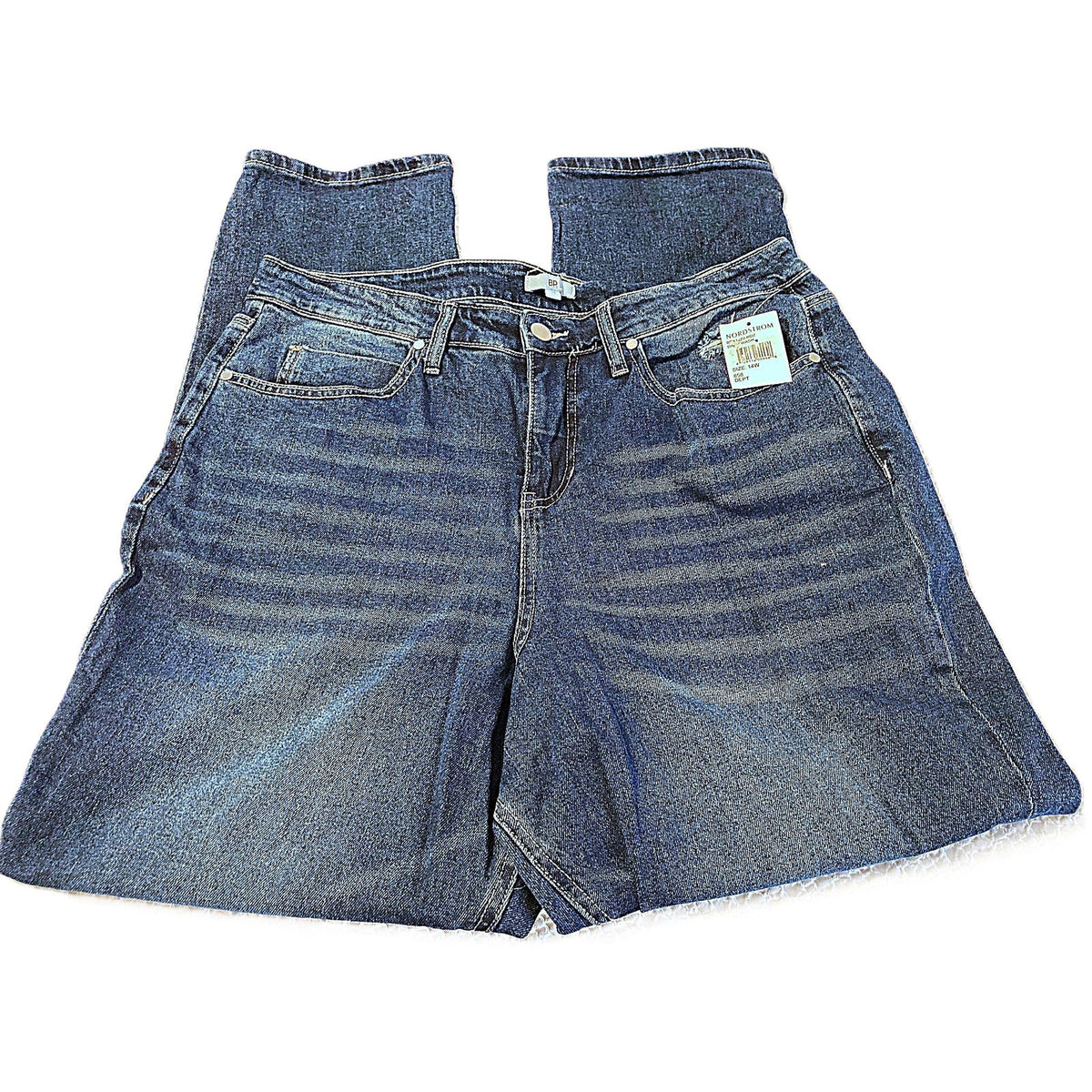 BP Ripped Knee Distressed Zip Fly Denim Jeans Sz 14W in Dark Wash NWT