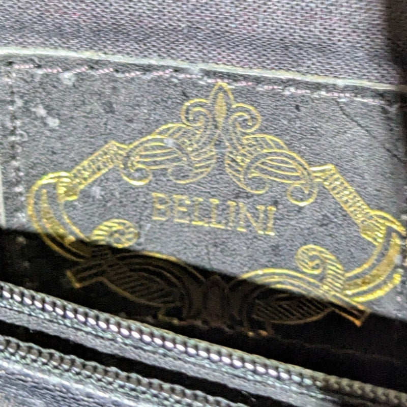 Vintage Bellini Navy Blue Leather Crossbody Bag Brown Accents Y2K Minimalist