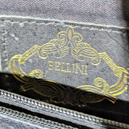 Vintage Bellini Navy Blue Leather Crossbody Bag Brown Accents Y2K Minimalist