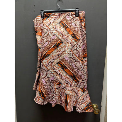 Thalia Sodi Women,s Asymmetrical Flounce Hem Skirt Faux patchwork Snakeskin