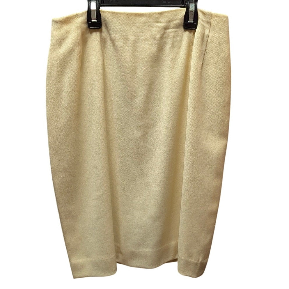 Vintage Ellen Tracy Yellow Wool Wiggle Skirt 8 Quiet Luxury 90s Vintage