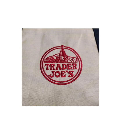 TRADER JOE'S TOTE BAG NAVY BLUE CANVAS STRAPS NEW 20" Iconic REUSABLE EMBROIDERY