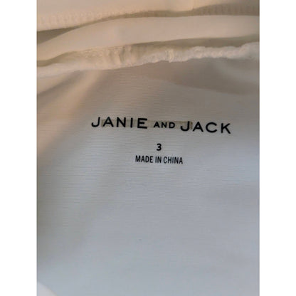 Janie and Jack Girls White Ruffle Collar Long Sleeve Top Size 3