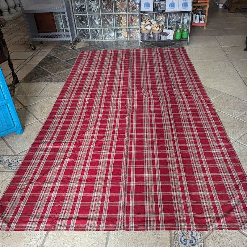 Vintage Holiday Rectangular tablecloth Red Sage Gold Cream striped 59" x 115