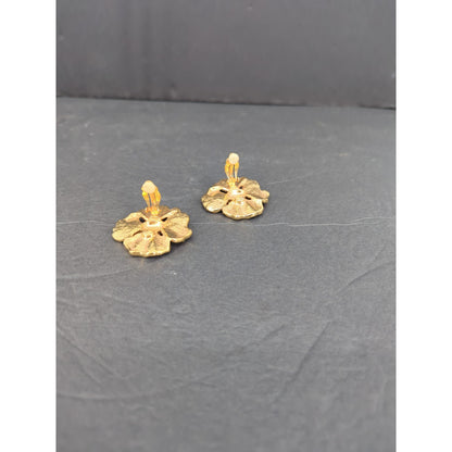 Vintage Pink Enamel Dogwood Flower Pierced Stud Earrings Retro Floral Jewelry