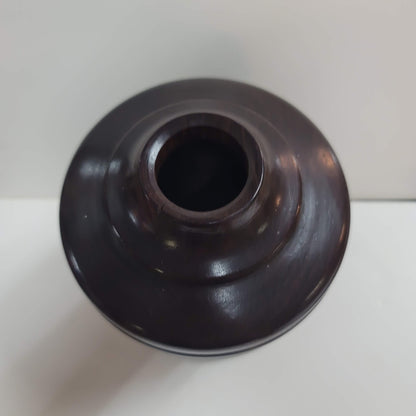 Hand turned black walnut vase heavy aged solid wood crackle varnish vessel