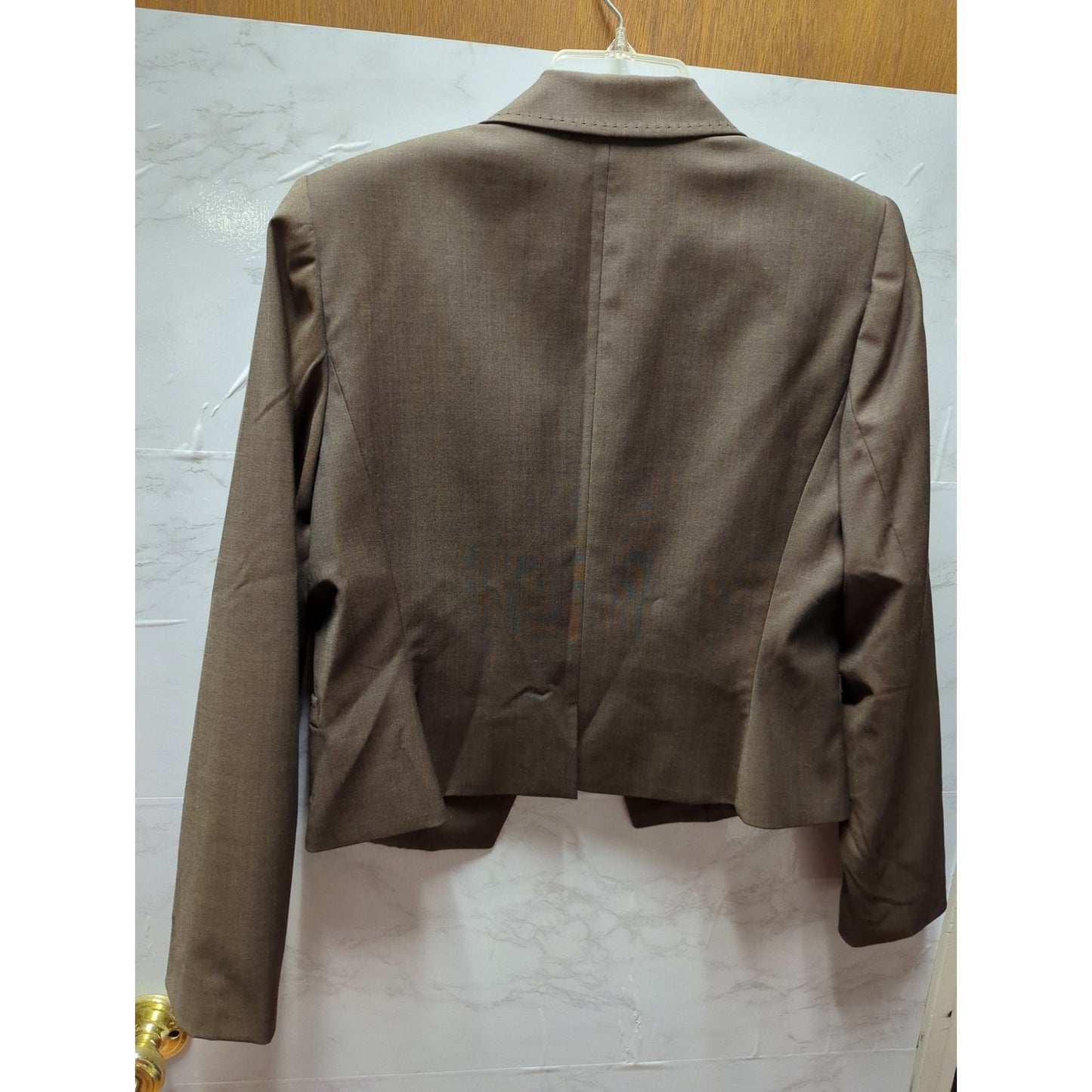 Antonio Melani Brown Cropped Pick Stitch Bolero Jacket Wool Blend Career Shrug 8