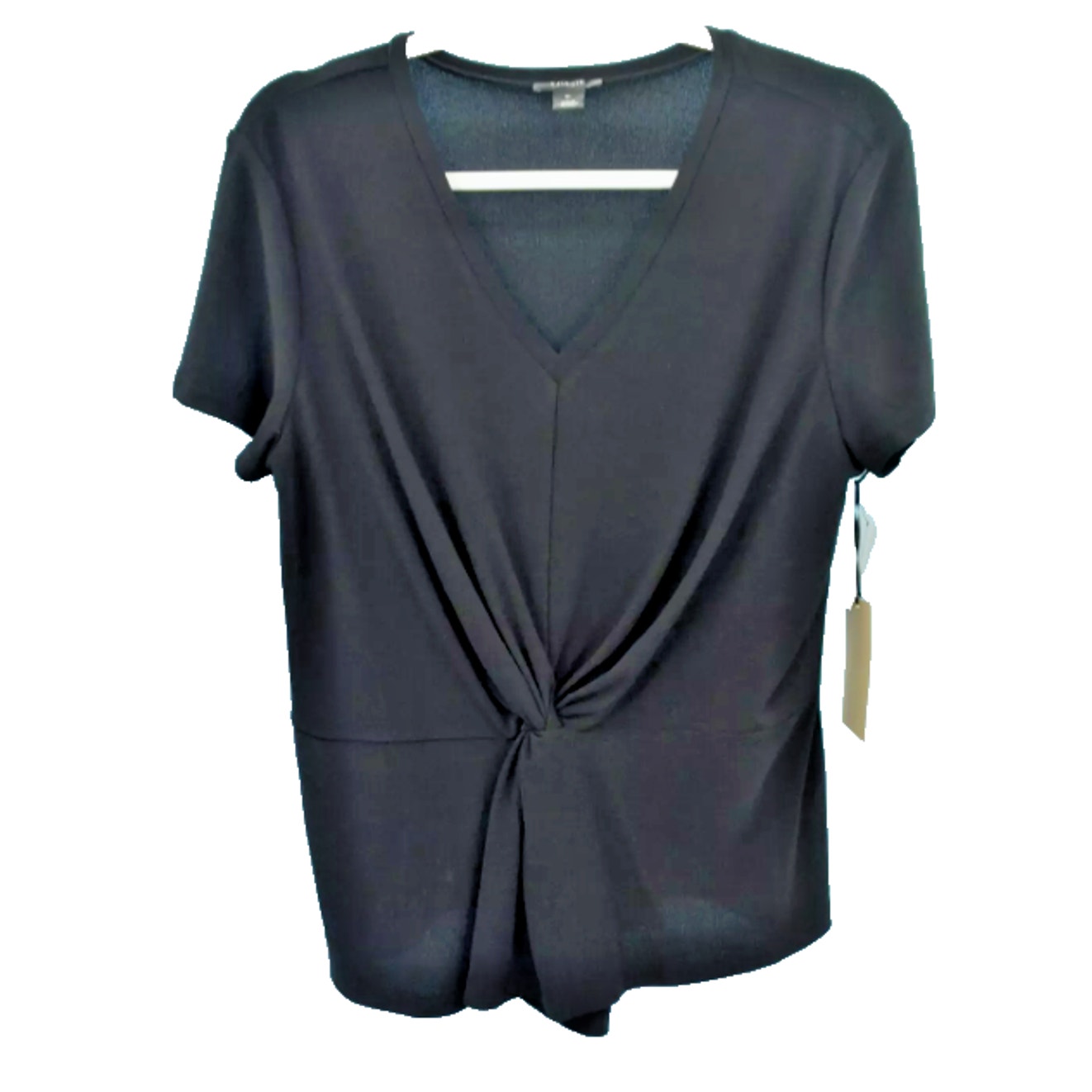 Halogen Womens Black Short Sleeve Twist Front Peplum Shirt Plus Size XXL new