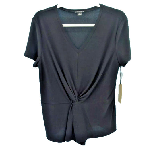 Halogen Womens Black Short Sleeve Twist Front Peplum Shirt Plus Size XXL new